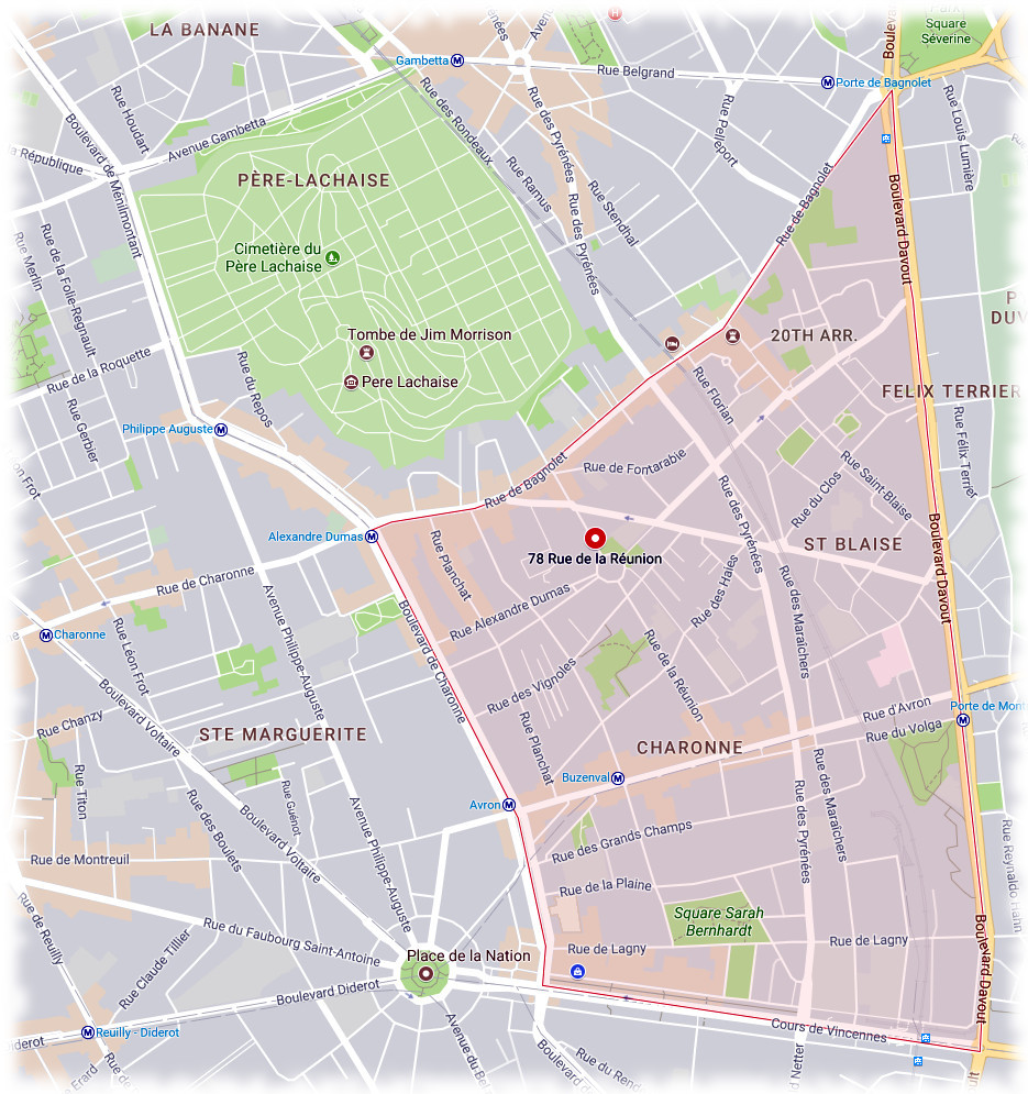 Paris map 20E Charonne quarter.jpg