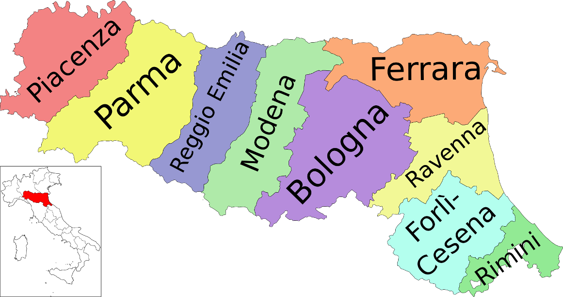 Kingdom of Italy map provinces of Emilia-Romagna.png