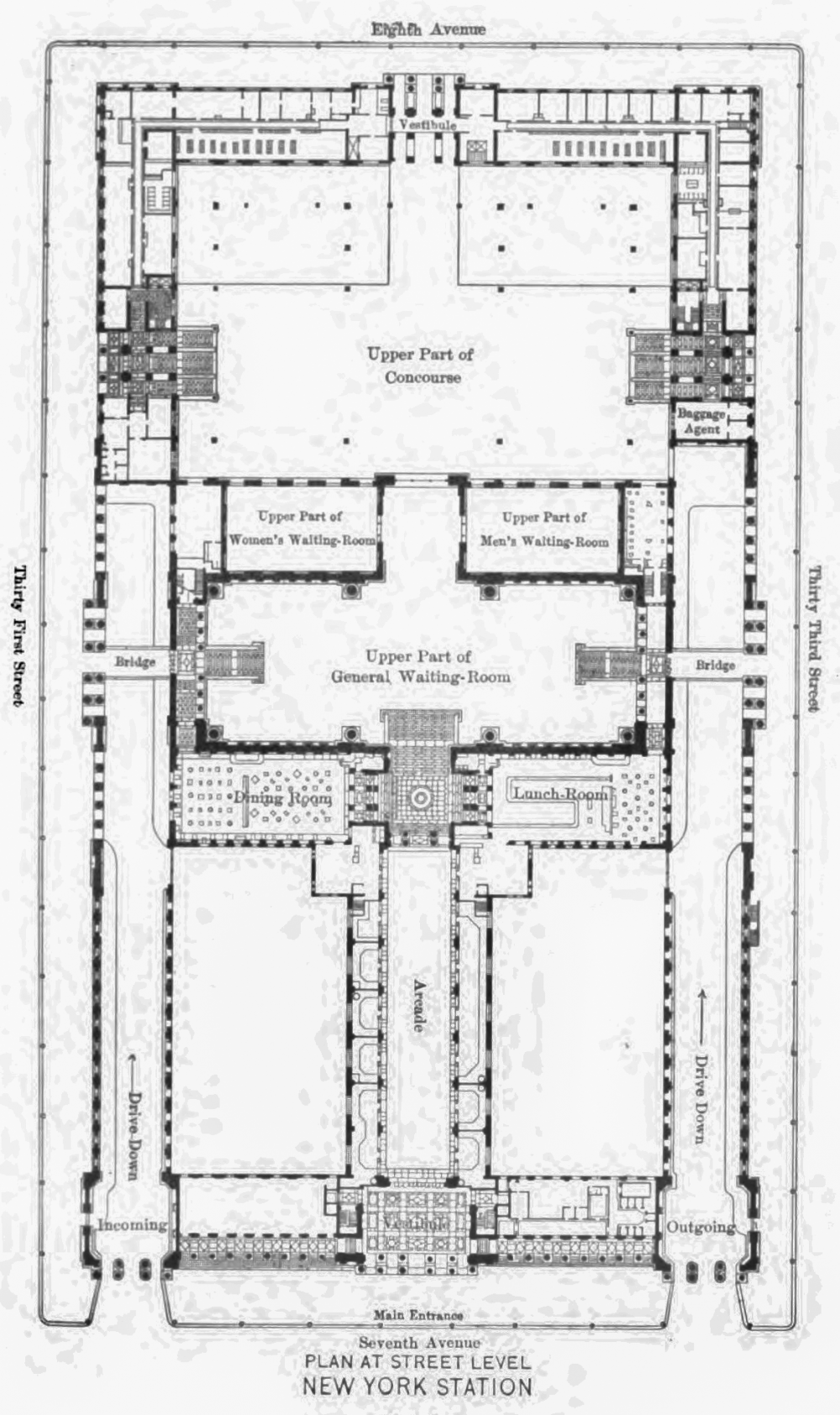 Pennsylvania Station New York street level floor plan.png