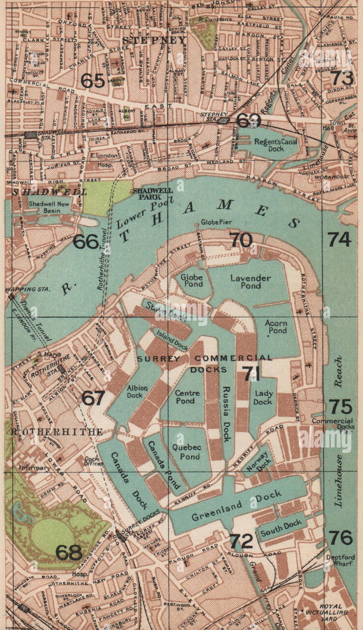 London 1900 map 2 -surrey-commercial-docks-stepney-shadwell-limehouse-rotherhithe-london-GBMNRB.jpg