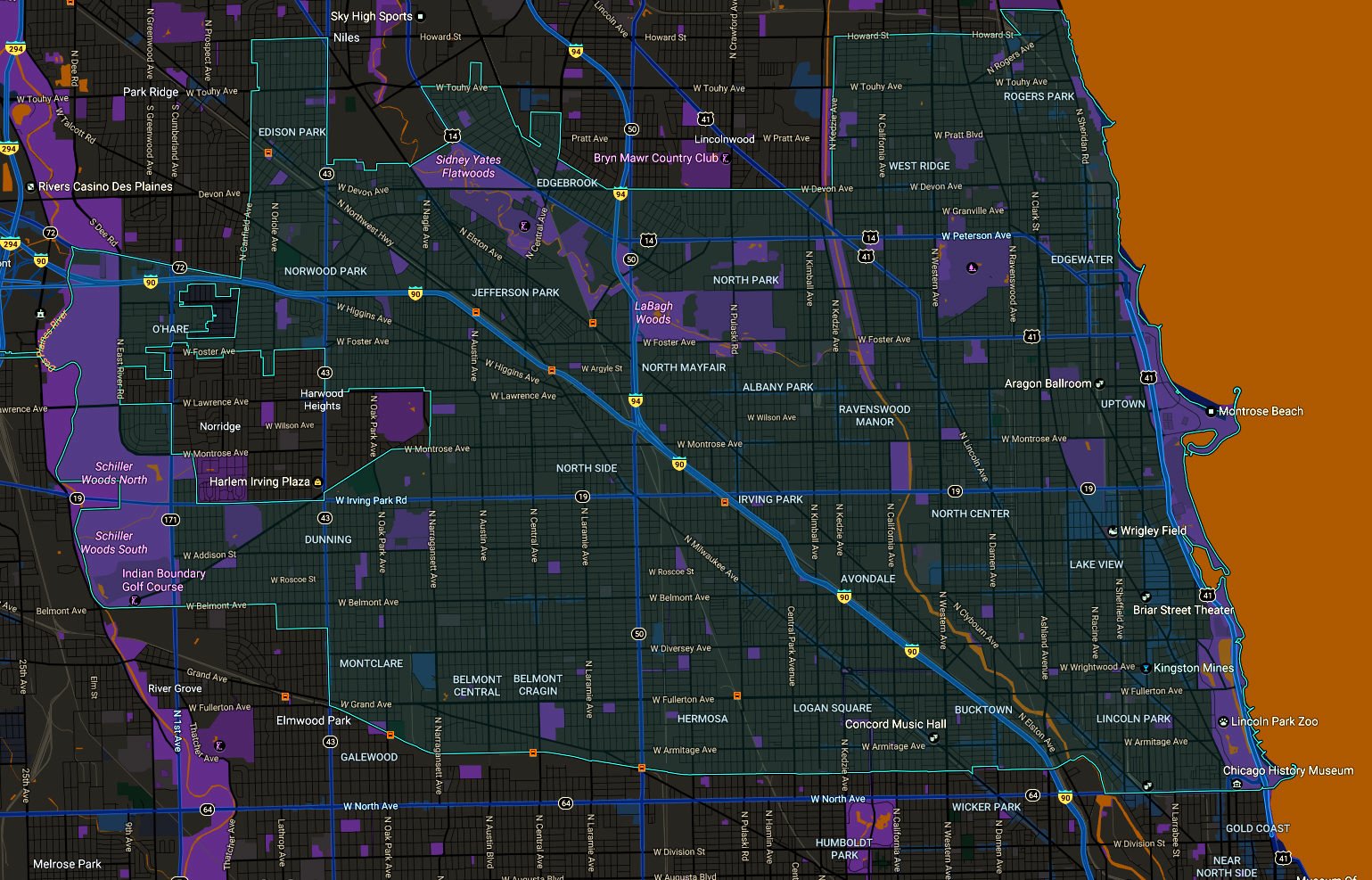 Chicago North Side Map 