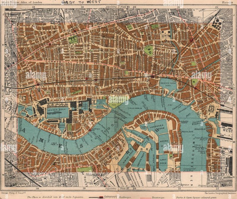 London 1900 Map-stepney-rotherhithe-surrey-docks-wapping-shadwell-whitechapel-GGWK9F.jpg